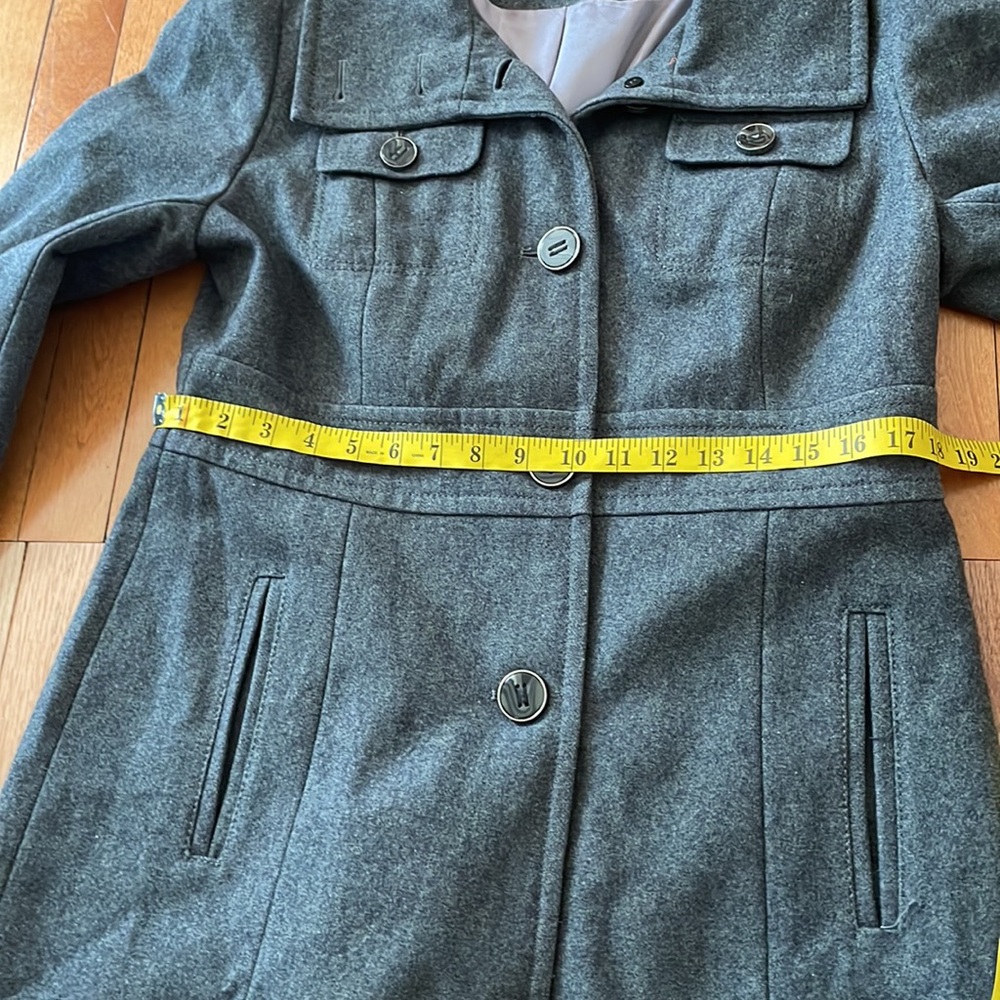 Kenneth Cole Pea Coat Womens 10 Gray Button Up Wool Preppy Classic Ladies - Picture 6 of 11